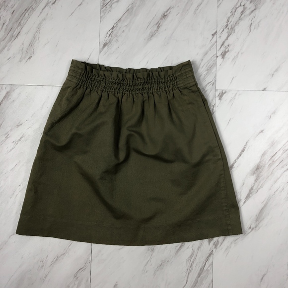 J. Crew Dresses & Skirts - J. Crew Army Green Linen Skirt Size 4 EUC